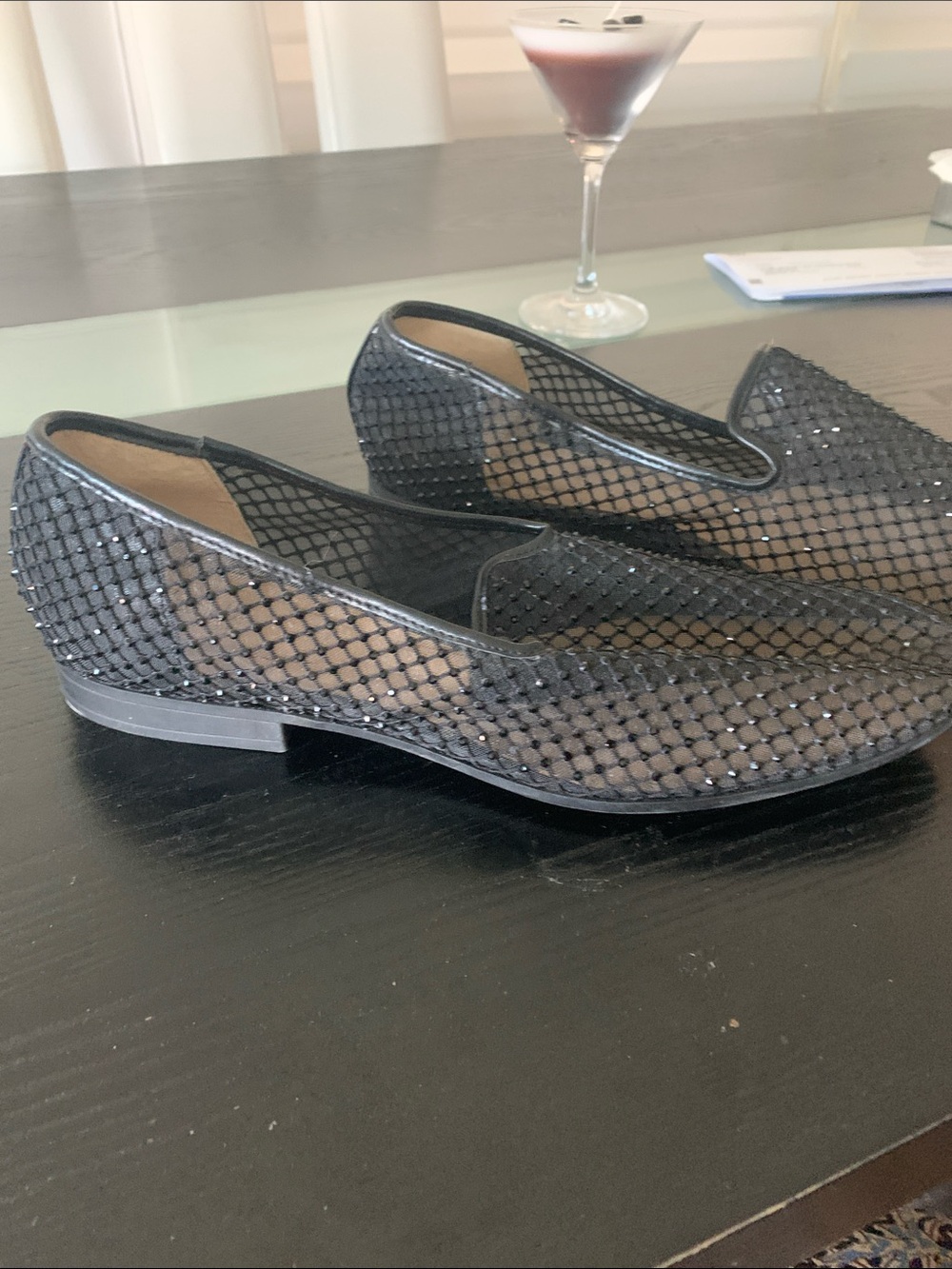 Charles David Black Mesh Loafers with Sparkle